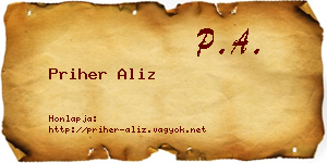 Priher Aliz névjegykártya